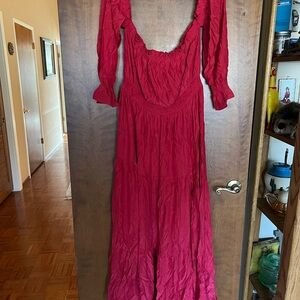 Jessica Elegant Long Sleeve Red Dress